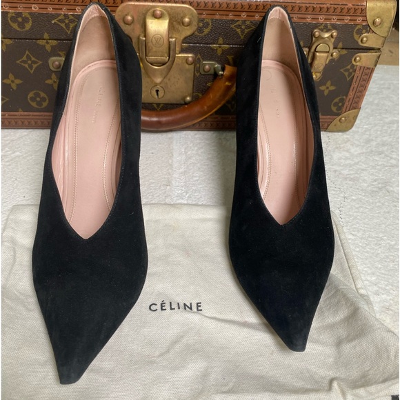 CELINE V Neck Pump 90 in Black - Picture 1 of 4